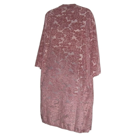 David and Young Duster Pink Crushed Velvet Floral Boho Whimsigoth Festival Beach - Picture 8 of 13